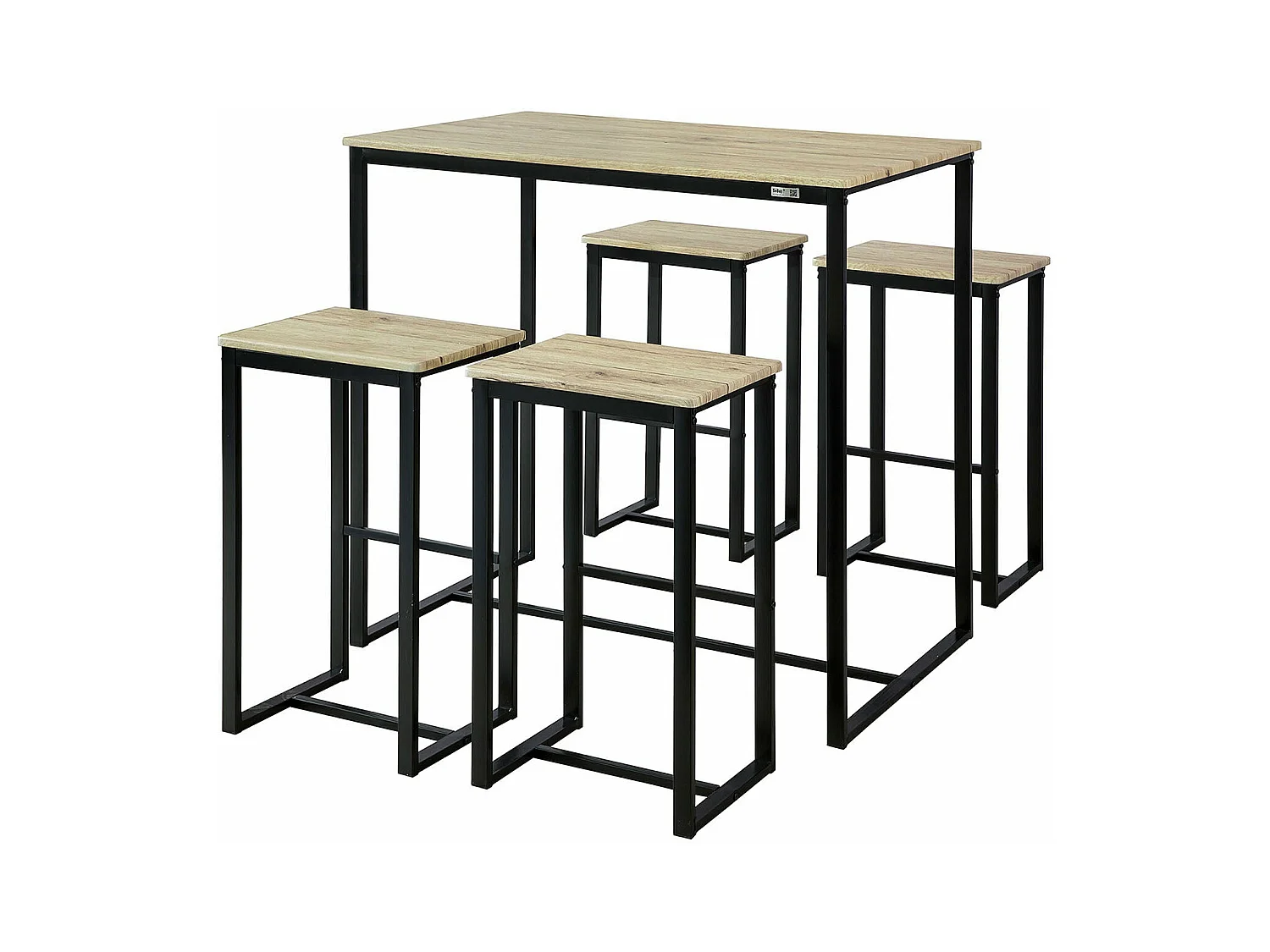 Set de 1 Table + 4 Tabourets Ensemble Table de Bar+4 Tabourets de Bar avec Repose-Pieds, OGT15-N