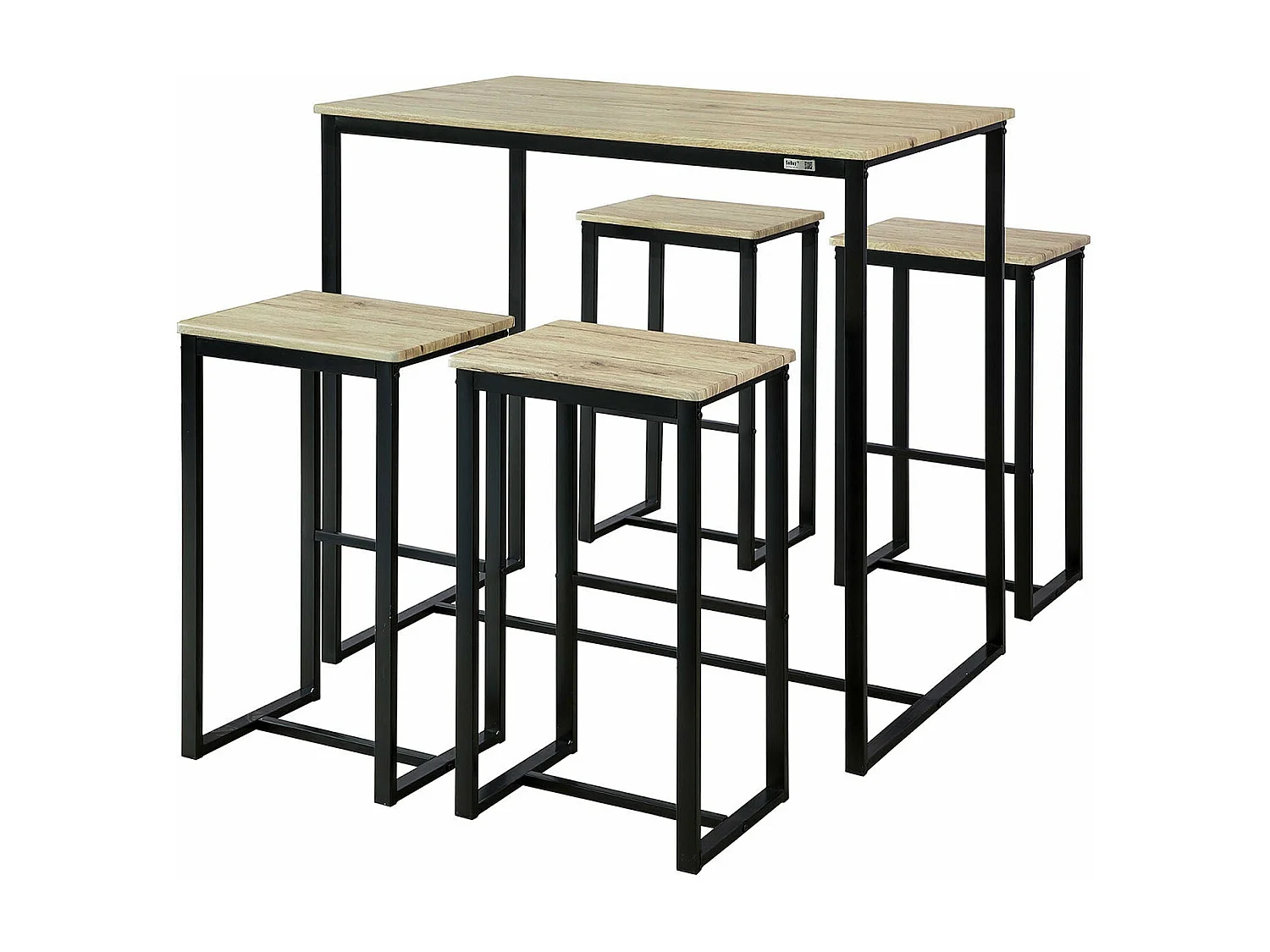 Set Mesa Alta de Bar y 4 Taburetes Muebles Bar Comedor OGT15-N SoBuy ES