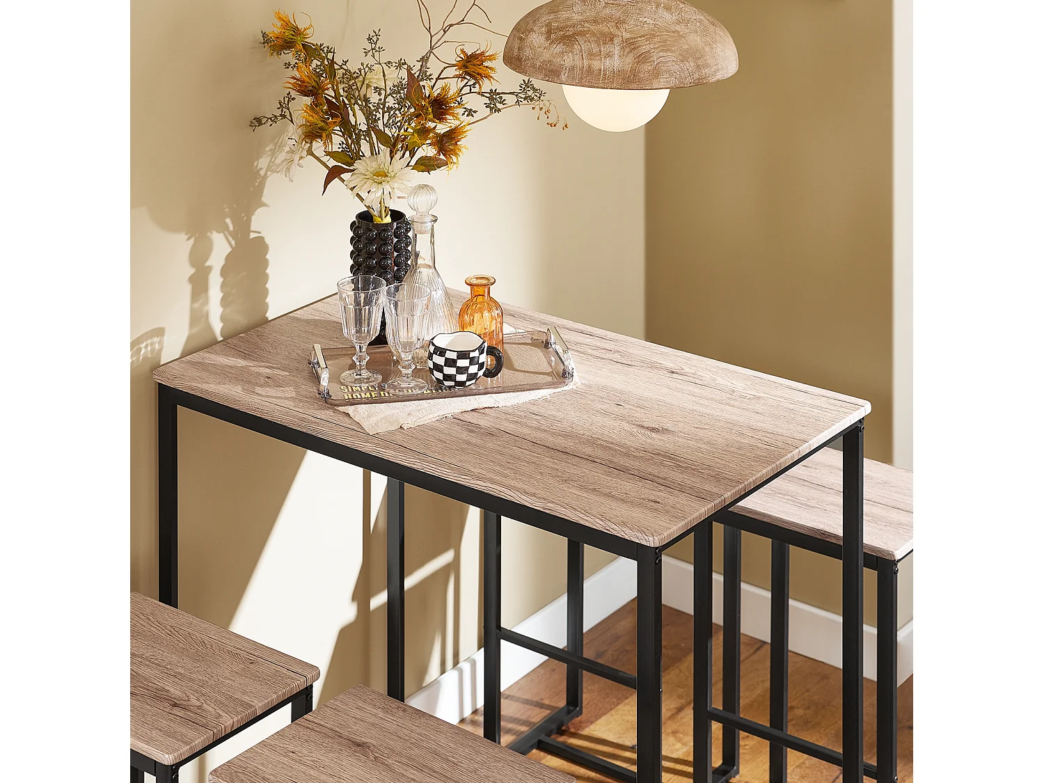 Set Mesa Alta de Bar y 4 Taburetes Muebles Bar Comedor OGT15-N SoBuy ES