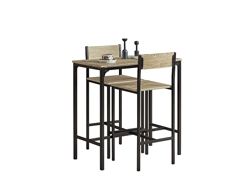 Juegos de Muebles Altas, Mesa de Cafetería, 3 Piezas Set de Balcón, Set de Bar L89cm x D45cm x H86,5cm OGT03-N SoBuy ES