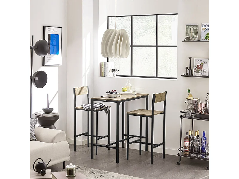 Juegos de Muebles Altas, Mesa de Cafetería, 3 Piezas Set de Balcón, Set de Bar L89cm x D45cm x H86,5cm OGT03-N SoBuy ES