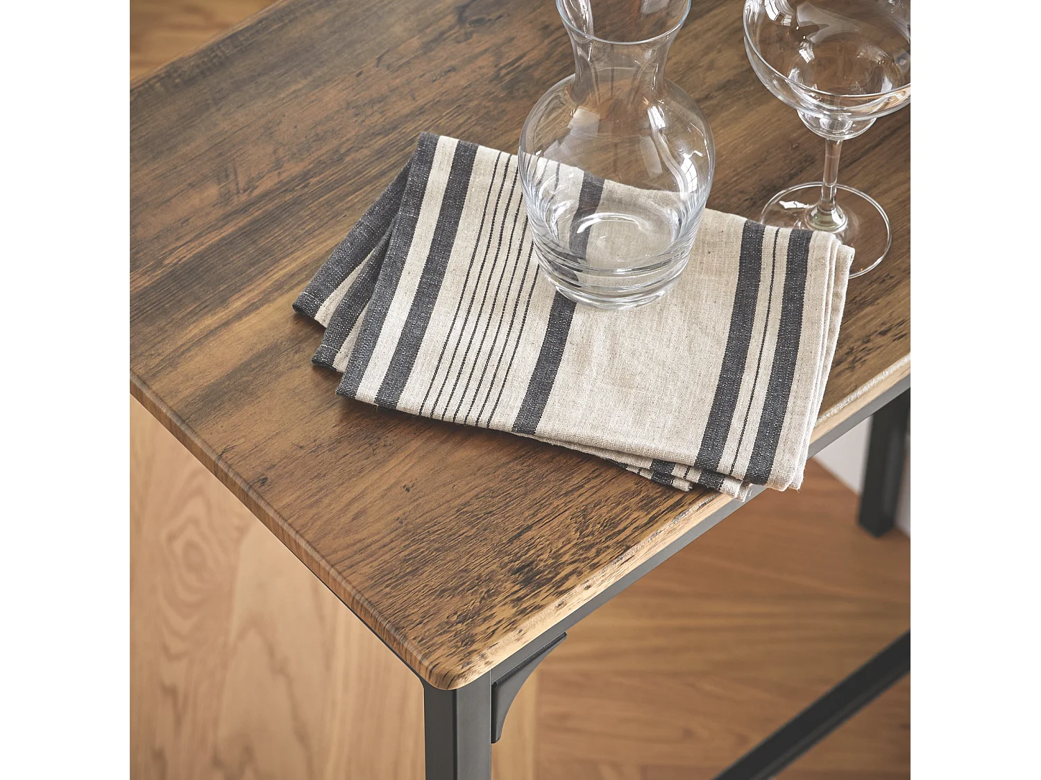 Lot Table et Chaises de Bar de Style Industriel Ensemble Table de Bar + 2  Haute Chaise, OGT03-XL