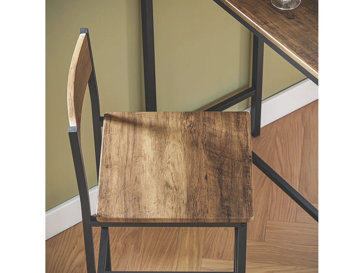 Lot Table et Chaises de Bar de Style Industriel Ensemble Table de Bar + 2  Haute Chaise, OGT03-XL