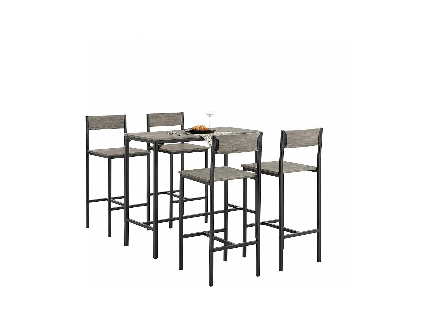 Set De 1 Table + 4 Chaises Ensemble Table De Bar,  Ogt14-n