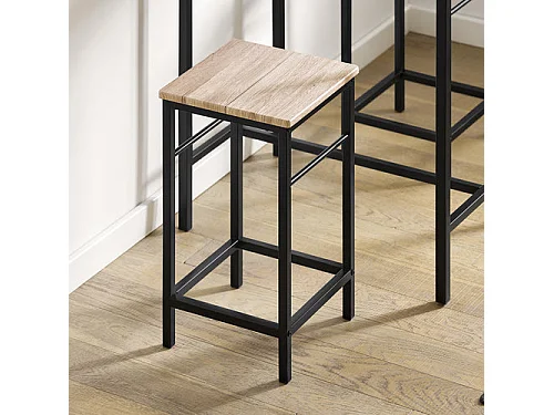 Set de 1 Table + 2 Tabourets avec repose-pieds Table Mange-debout Table haute cuisine, OGT10-N