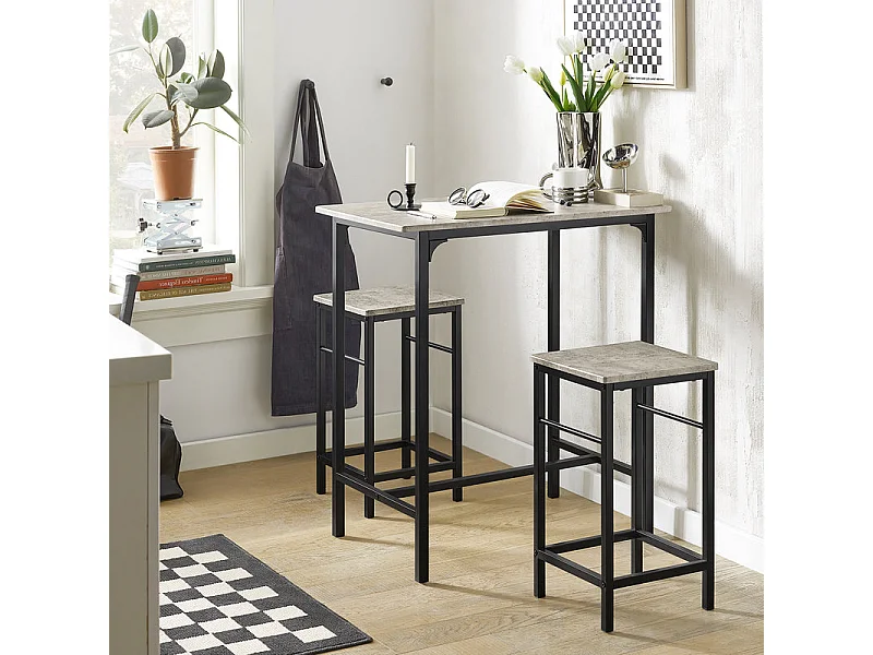 Set De 1 Table + 2 Tabourets Table Mange-debout Table Haute Cuisine, Ogt10-hg