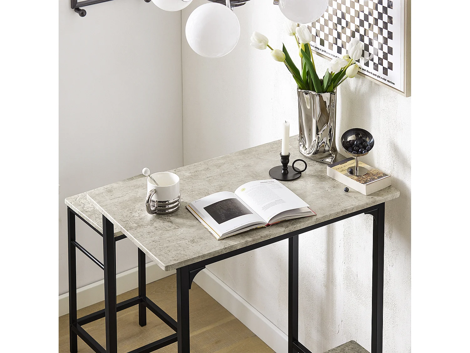 Set De 1 Table + 2 Tabourets Table Mange-debout Table Haute Cuisine, Ogt10-hg