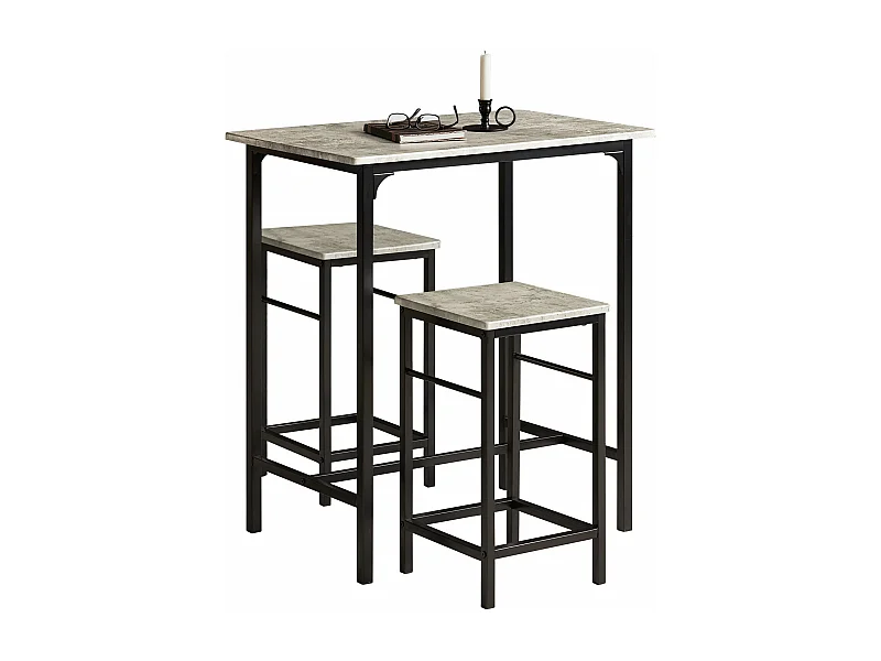 Set De 1 Table + 2 Tabourets Table Mange-debout Table Haute Cuisine, Ogt10-hg