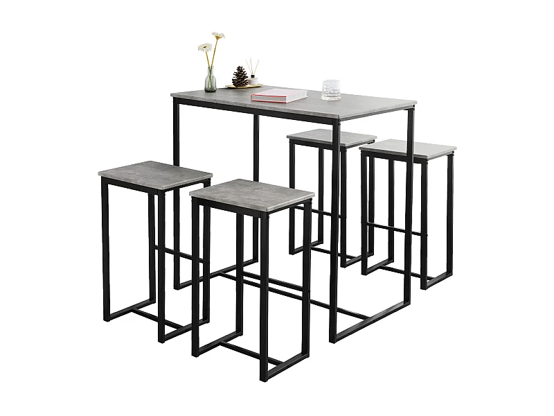 Set Mesa Alta de Bar y 4 Taburetes Muebles Bar Comedor OGT15-HG SoBuy ES