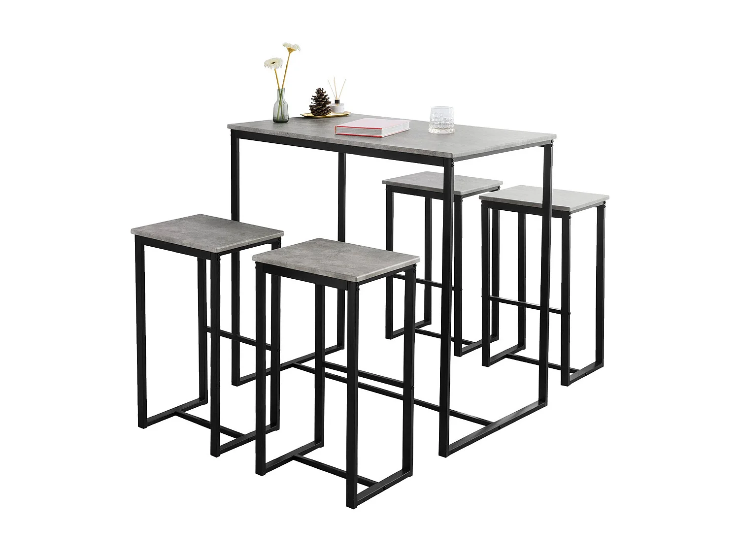 Set Mesa Alta de Bar y 4 Taburetes Muebles Bar Comedor OGT15-HG SoBuy ES