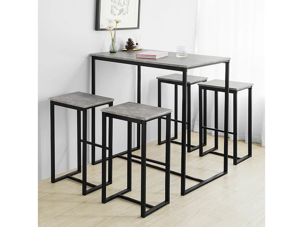 Set De 1 Table + 4 Tabourets Ensemble Table De Bar Bistrot, Ogt15-hg