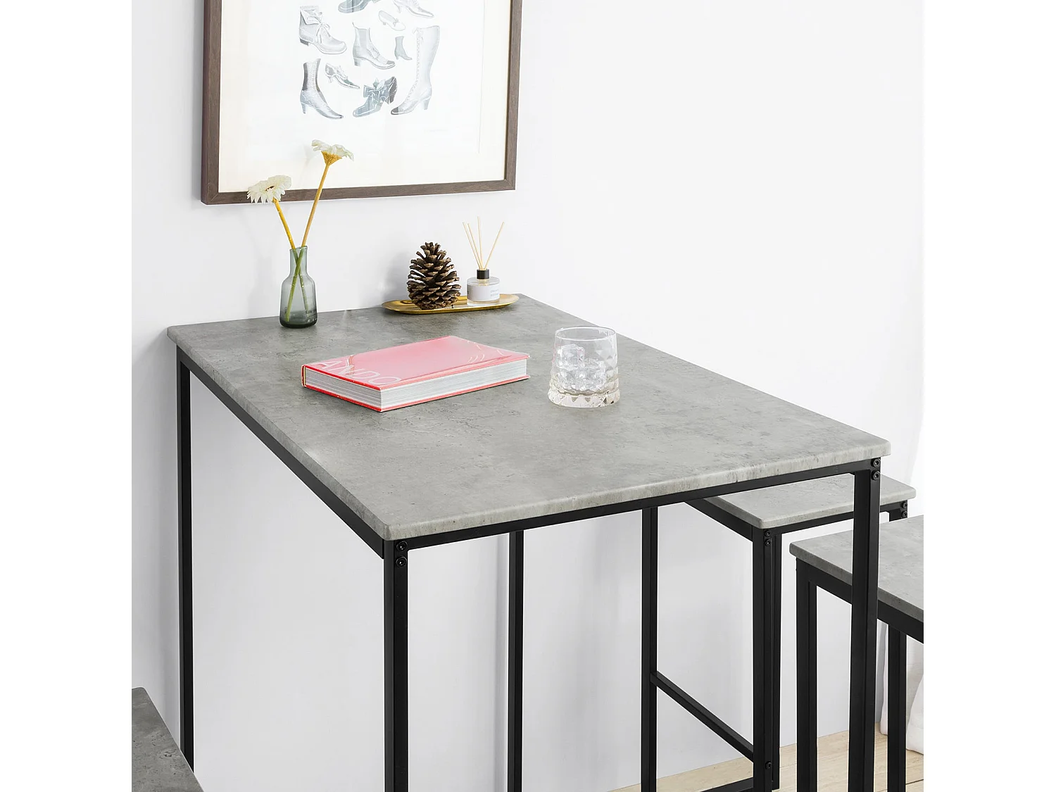 Set De 1 Table + 4 Tabourets Ensemble Table De Bar Bistrot, Ogt15-hg