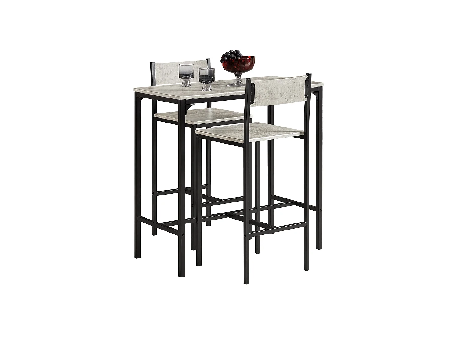 Ensemble Table De Bar + 2 Chaises Set De 1 Table + 2 Tabouret Haut De Bar Table Haute, Ogt03-hg