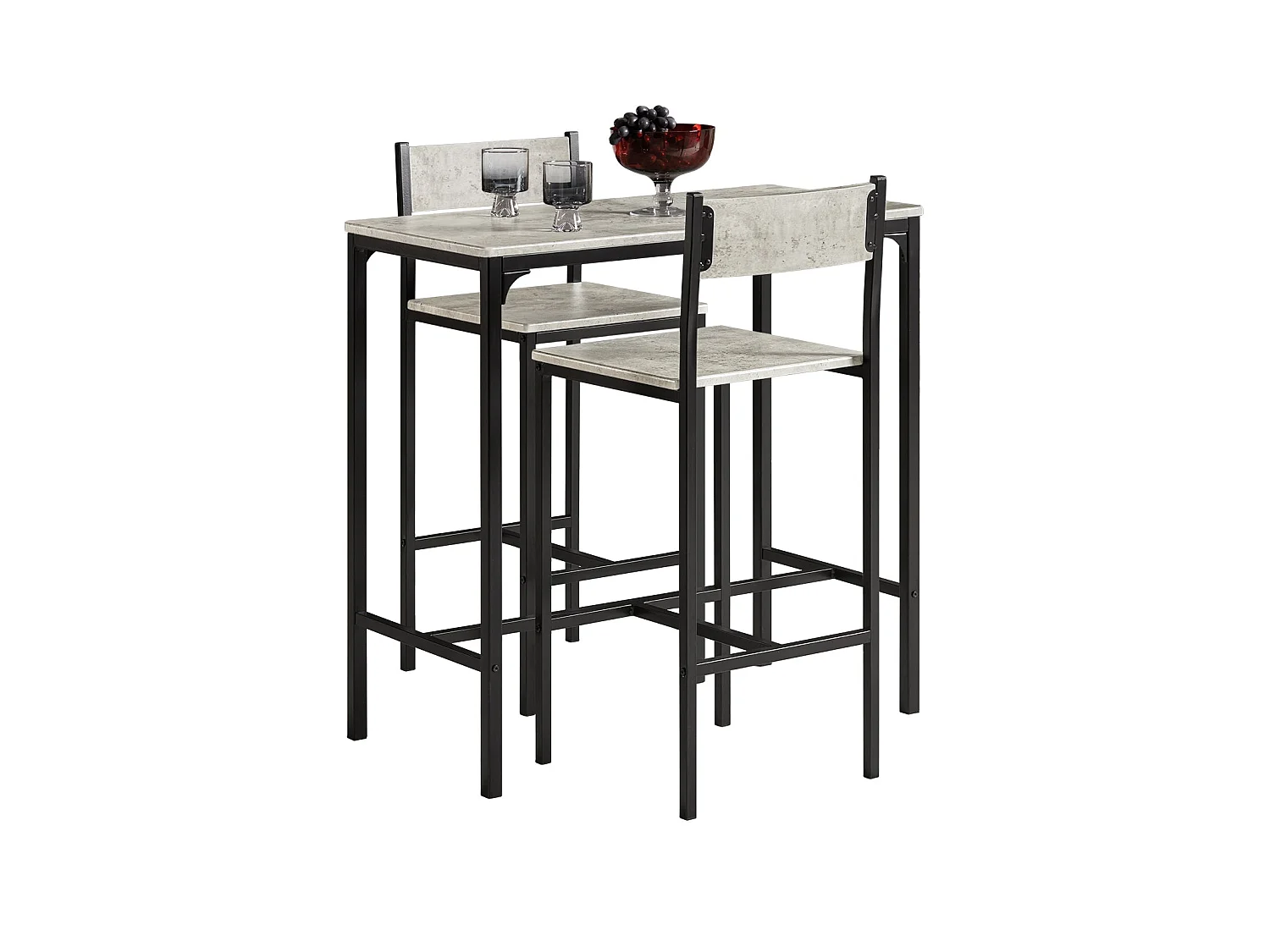 Ensemble Table De Bar + 2 Chaises Set De 1 Table + 2 Tabouret Haut De Bar Table Haute, Ogt03-hg
