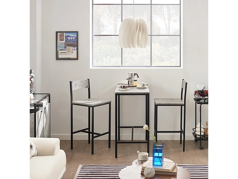 Ensemble Table De Bar + 2 Chaises Set De 1 Table + 2 Tabouret Haut De Bar Table Haute, Ogt03-hg