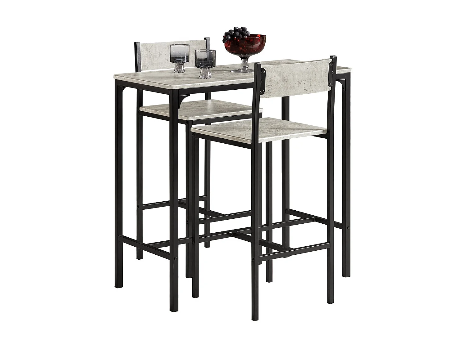 Ensemble Table De Bar + 2 Chaises Set De 1 Table + 2 Tabouret Haut De Bar Table Haute, Ogt03-hg