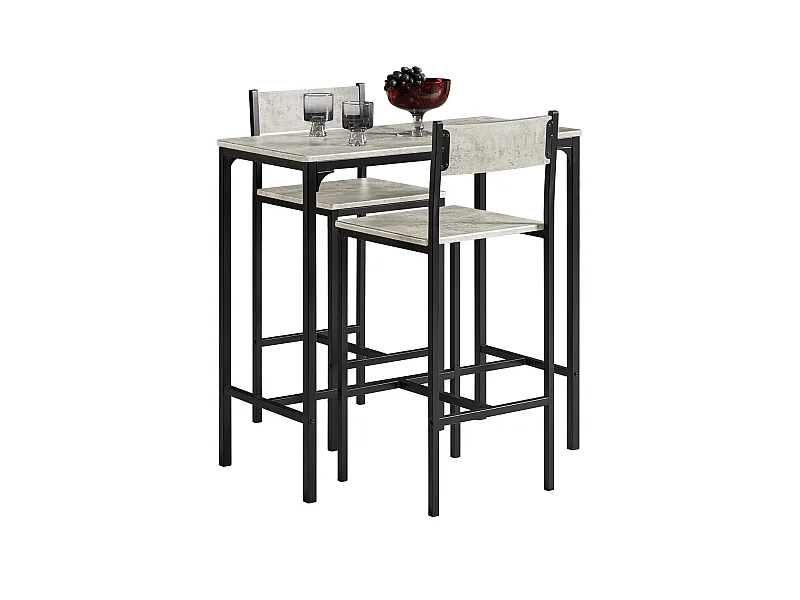 Ensemble Table De Bar + 2 Chaises Set De 1 Table + 2 Tabouret Haut De Bar Table Haute, Ogt03-hg