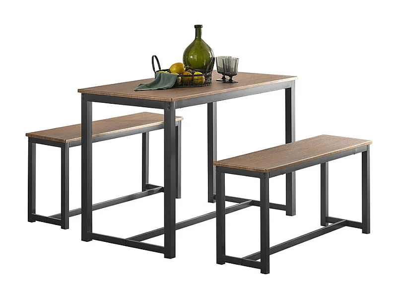 Juego de 2 Bancos y 1 Mesa de Comedor Mesa de Cocina  con 2 Taburetes Marco de Acero, para Comedor Sala de Estar OGT25-N SoBuy ES