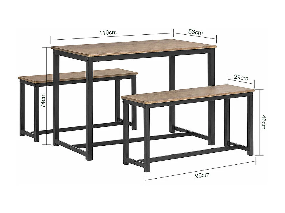 Ensemble Table À Manger Et Bancs Ensemble De Table De Cuisine Avec 2 Bancs Pour Cuisine, Ogt25-n
