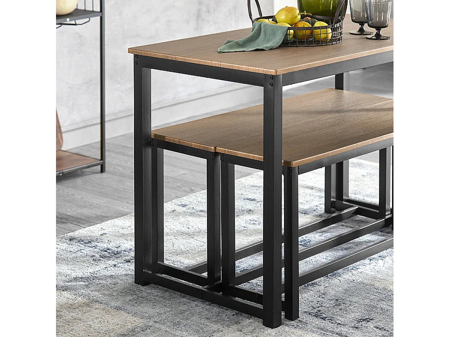 Ensemble Table À Manger Et Bancs Ensemble De Table De Cuisine Avec 2 Bancs Pour Cuisine, Ogt25-n