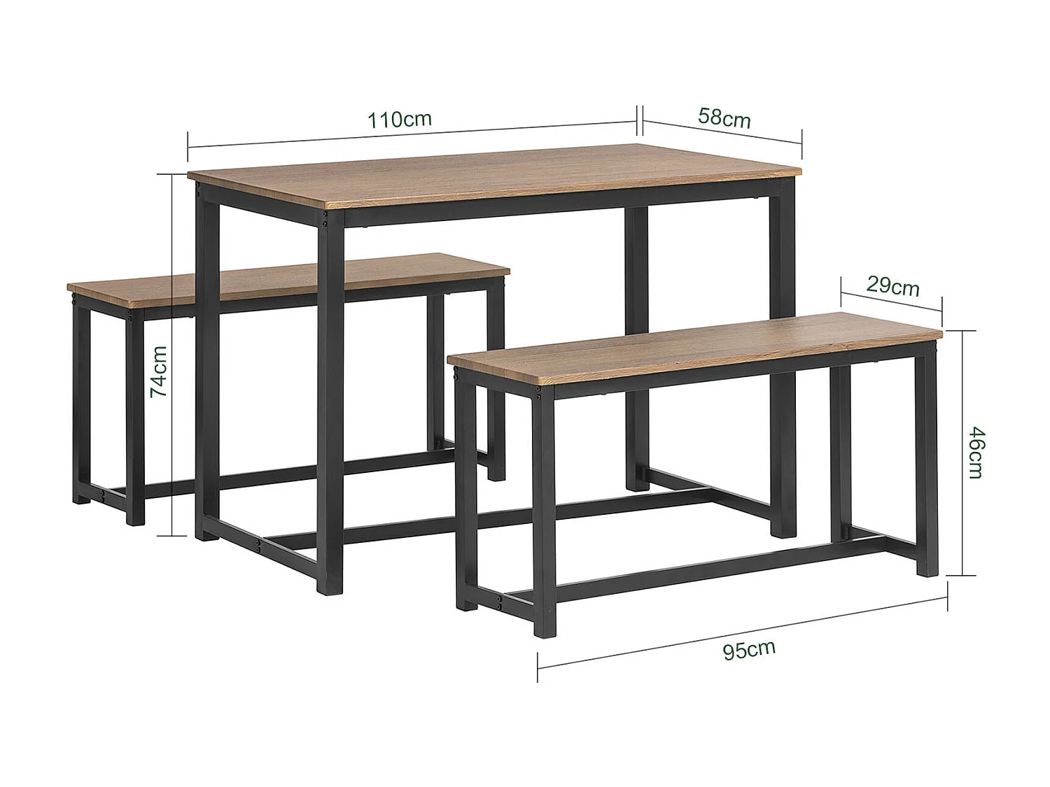 Ensemble Table À Manger Et Bancs Ensemble De Table De Cuisine Avec 2 Bancs Pour Cuisine, Ogt25-n