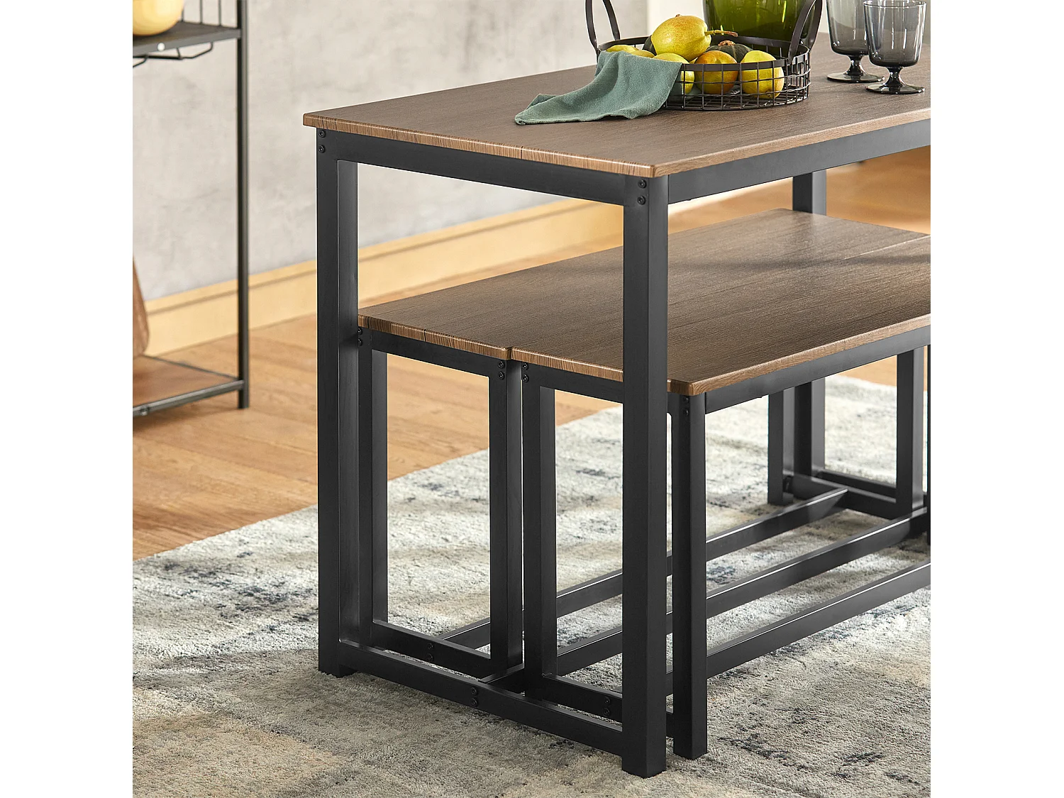 Ensemble Table À Manger Et Bancs Ensemble De Table De Cuisine Avec 2 Bancs Pour Cuisine, Ogt25-n