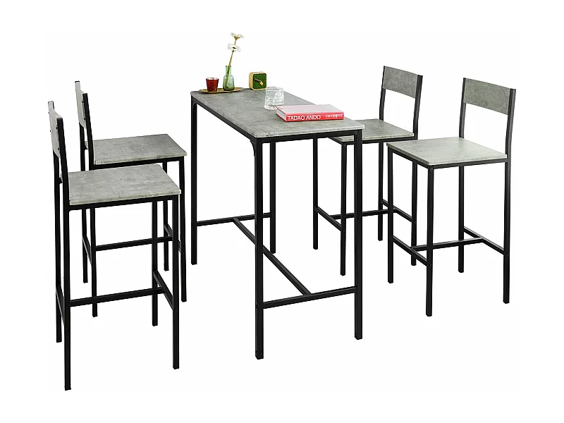 Set De 1 Table + 4 Chaises Ensemble Table De Bar,  Ogt14-hg