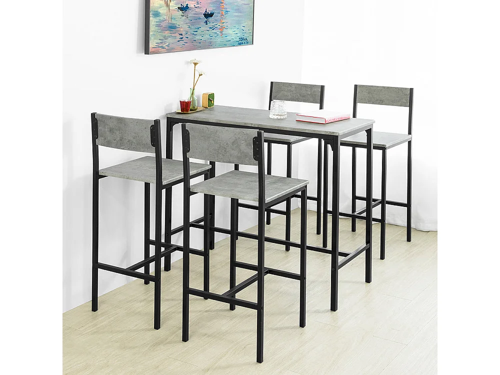 Set De 1 Table + 4 Chaises Ensemble Table De Bar,  Ogt14-hg