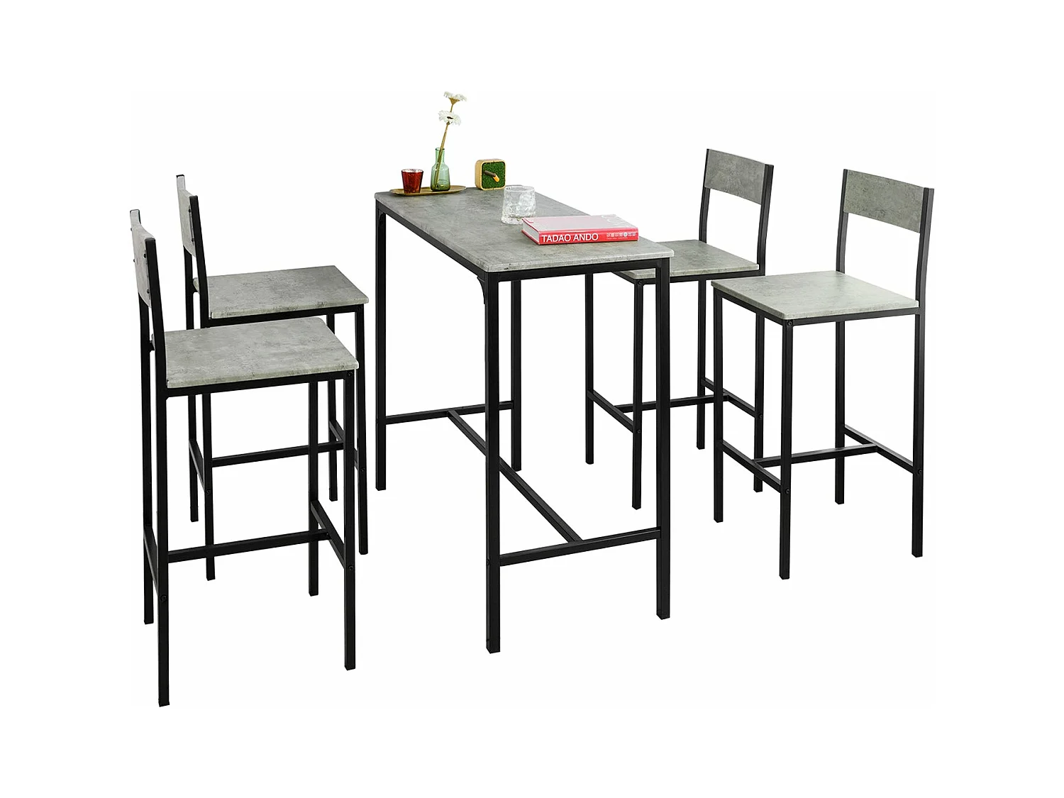Set De 1 Table + 4 Chaises Ensemble Table De Bar,  Ogt14-hg