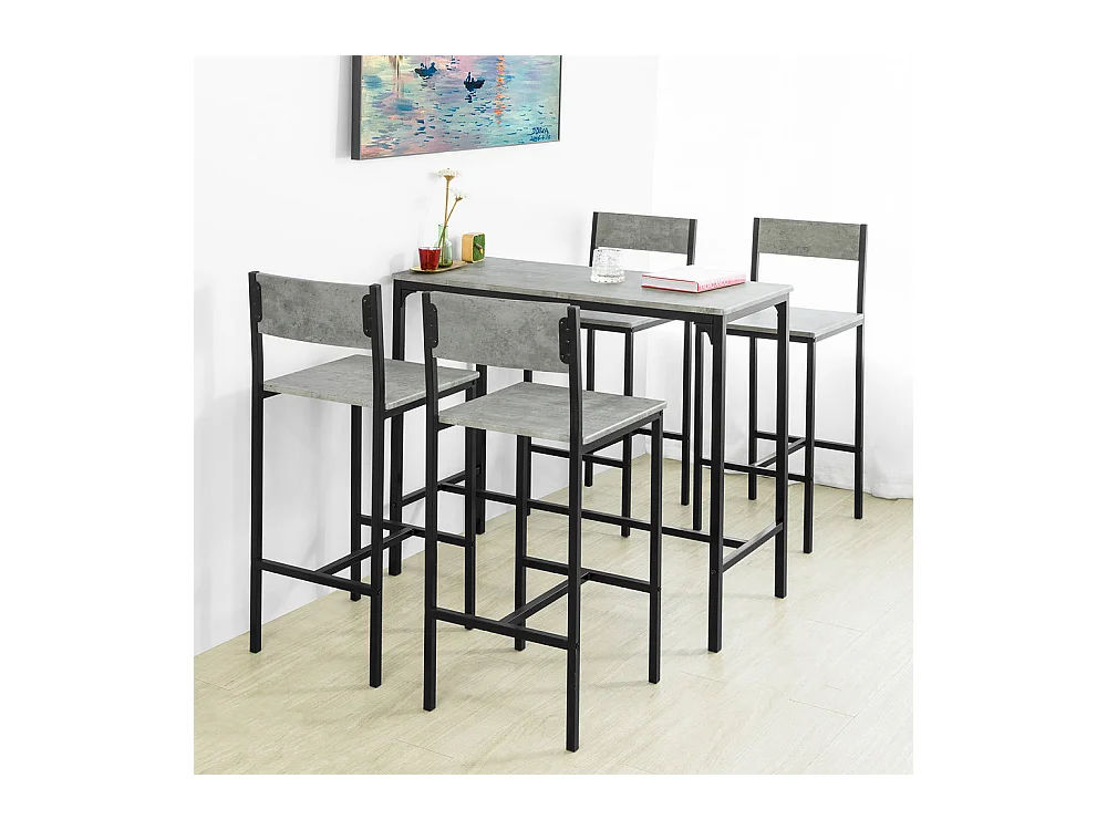SoBuy Set 5 Pezzi Tavolo con 4 sedie Alto, Set di mobili da Balcone,OGT14-HG