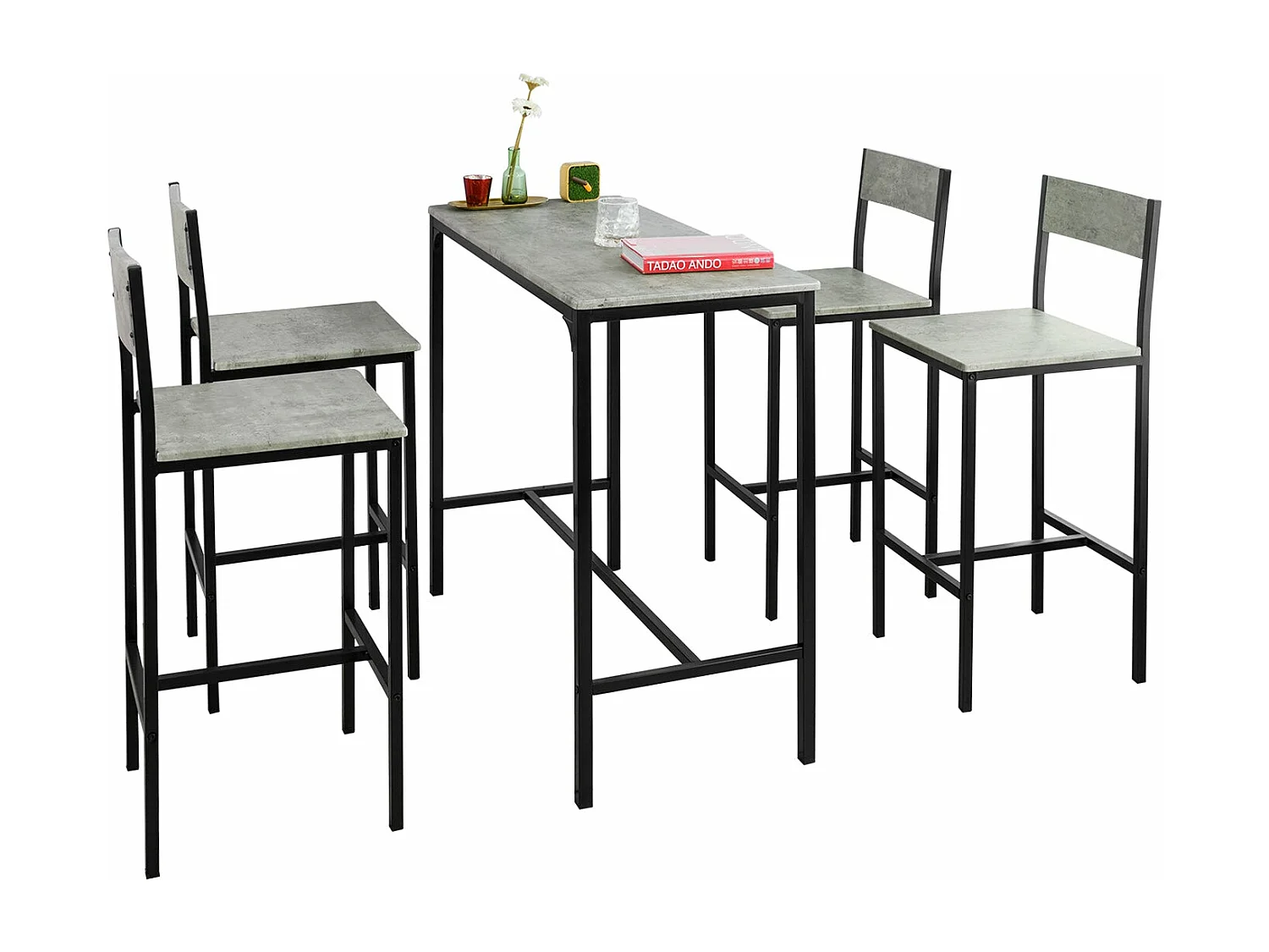 Set De 1 Table + 4 Chaises Ensemble Table De Bar,  Ogt14-hg