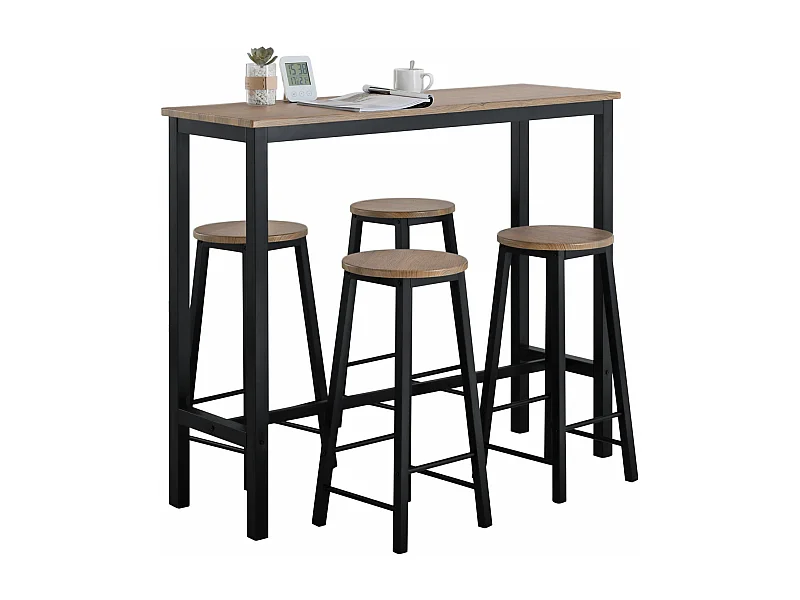 Juegos de Muebles Altas 1 Comedor Mesa Alta y 4 Taburetes de Bar OGT22-SCH SoBuy ES