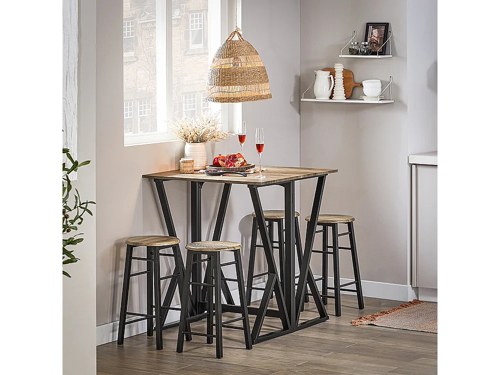 Set Mesa Alta Plegable y 4 Taburetes Desayuno Muebles Bar Comedor OGT24-N SoBuy ES