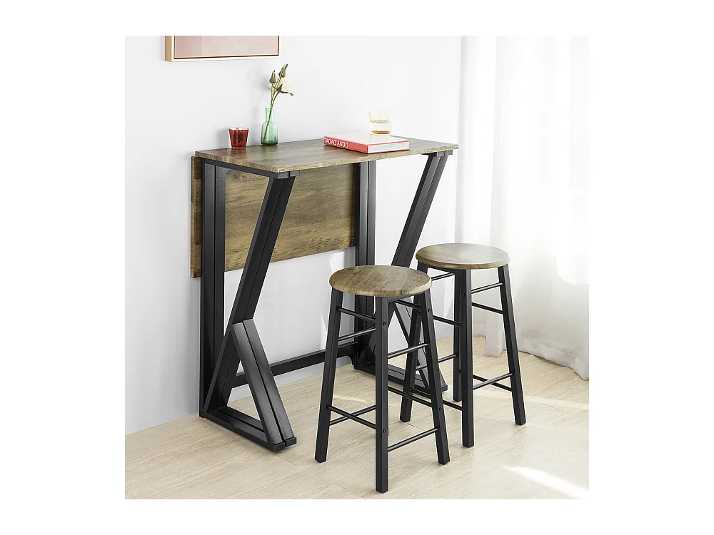 Set de 1 Table + 4 Chaises Ensemble Table de Bar bistrot + 4 tabourets, OGT24-N