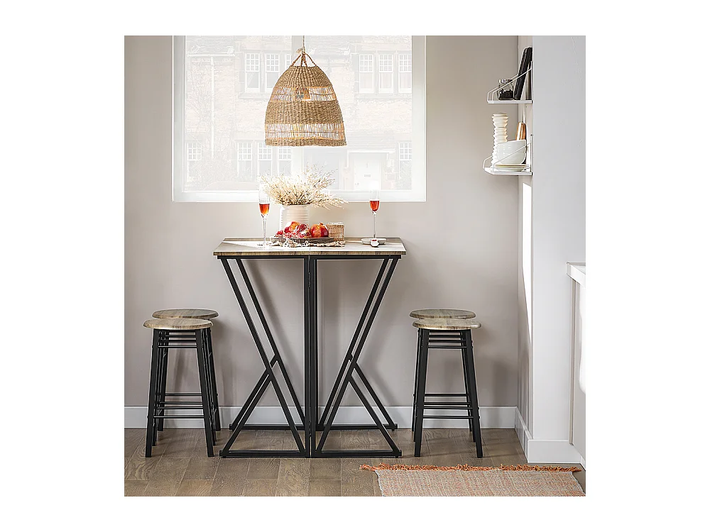 Set de 1 Table + 4 Chaises Ensemble Table de Bar bistrot + 4 tabourets, OGT24-N