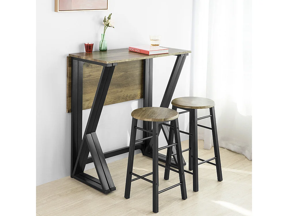 Set de 1 Table + 4 Chaises Ensemble Table de Bar bistrot + 4 tabourets, OGT24-N