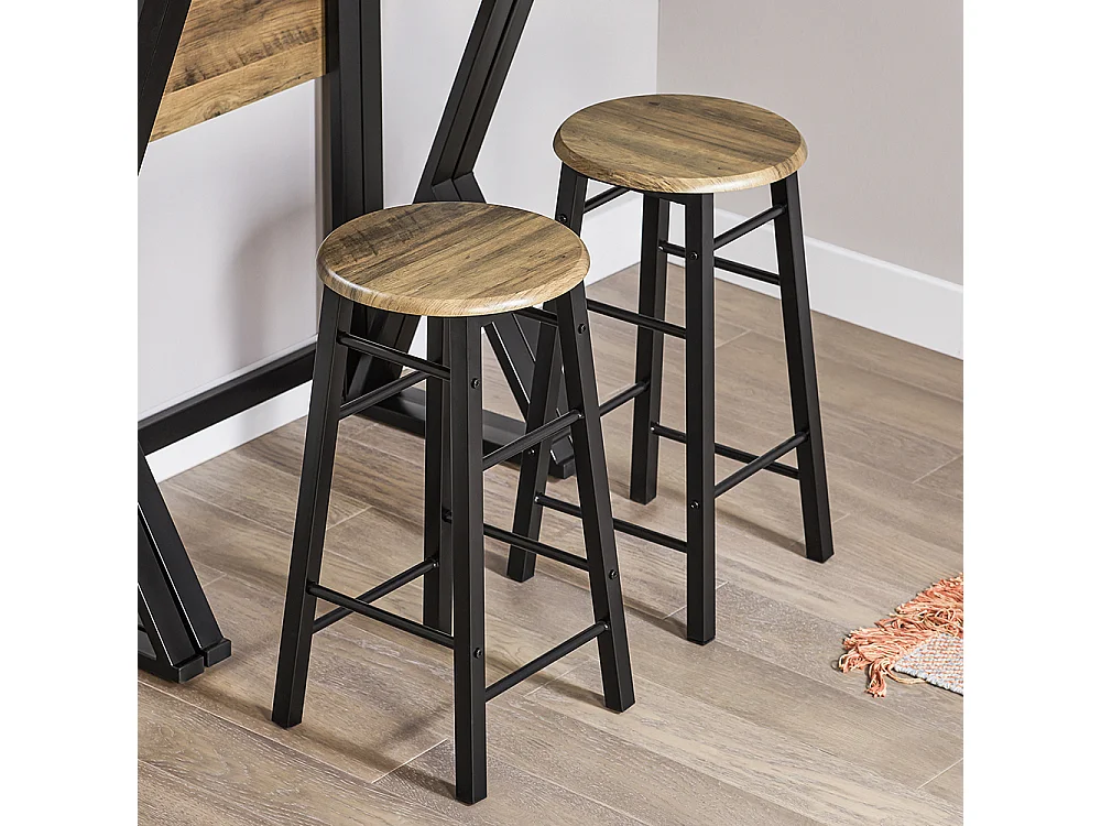 Set de 1 Table + 4 Chaises Ensemble Table de Bar bistrot + 4 tabourets, OGT24-N