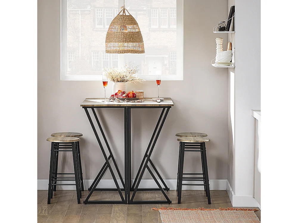 Set de 1 Table + 4 Chaises Ensemble Table de Bar bistrot + 4 tabourets, OGT24-N