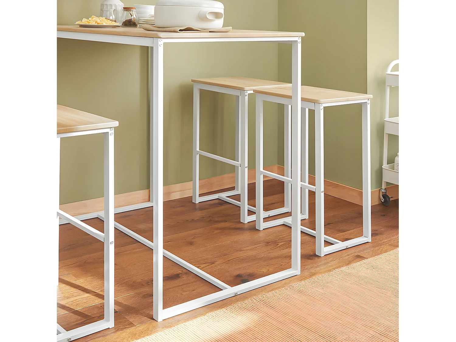 Set Mesa Alta de Bar y 4 Taburetes Muebles Bar Comedor OGT15-WN SoBuy ES