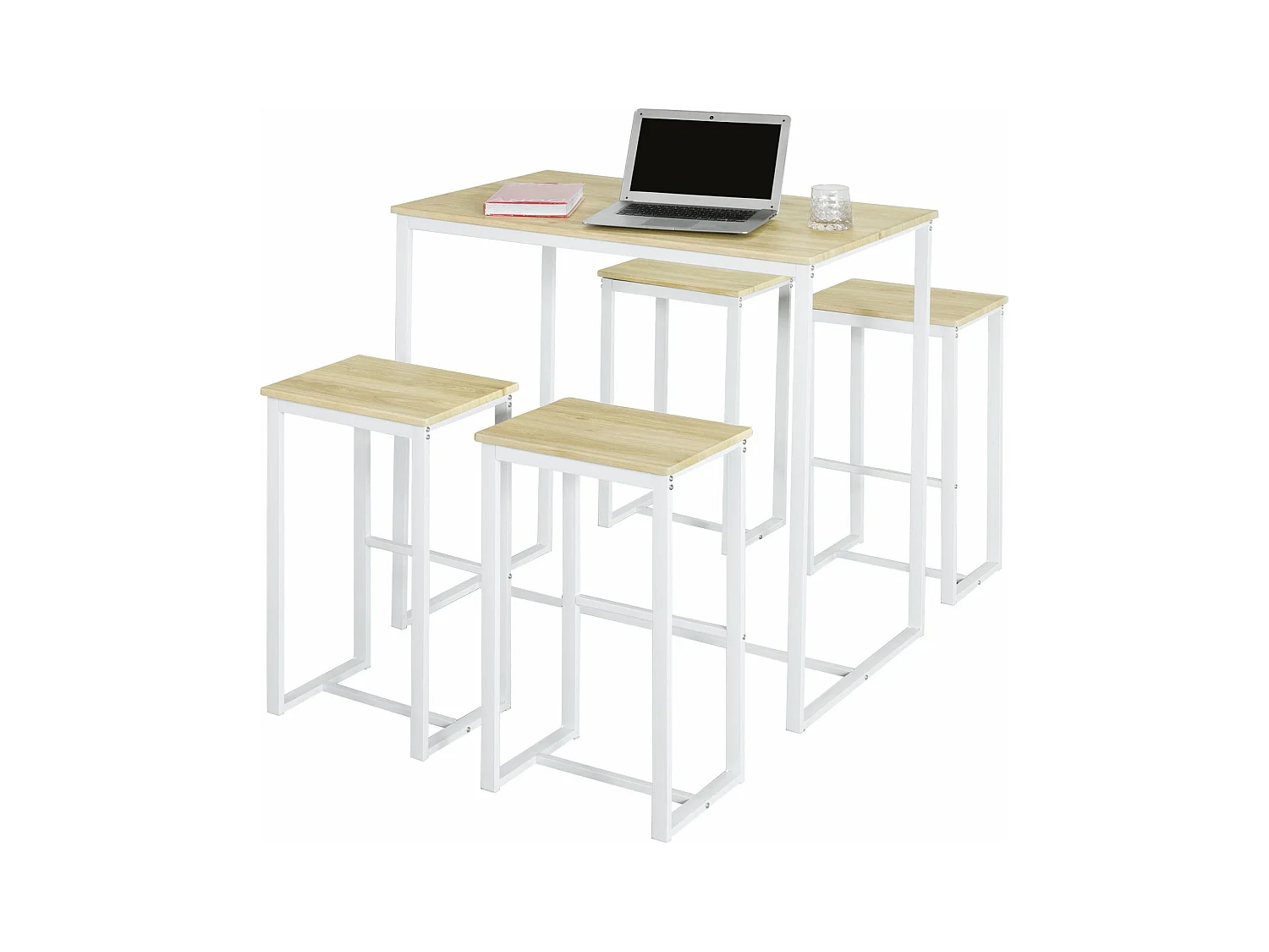 Set De 1 Table + 4 Tabourets Ensemble Table De Bar Bistrot, Ogt15-wn