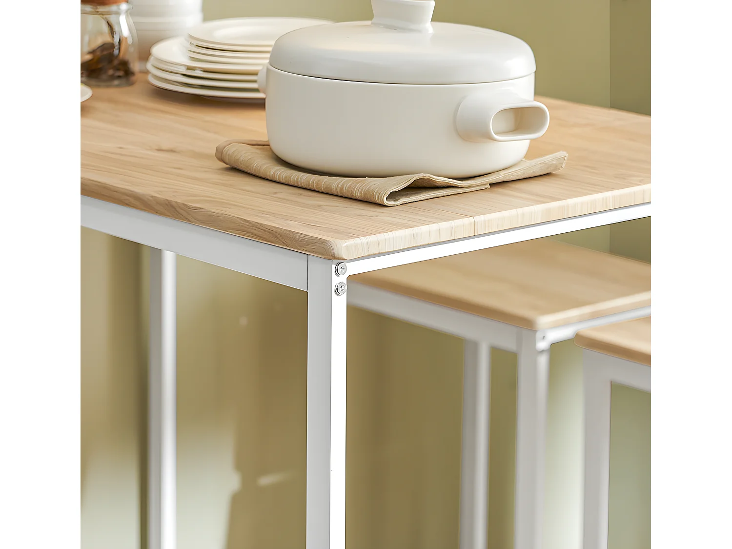 Set De 1 Table + 4 Tabourets Ensemble Table De Bar Bistrot, Ogt15-wn