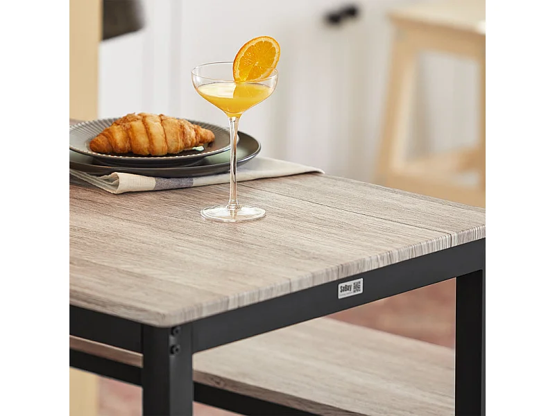 Ensemble Table À Manger Et 2 Bancs, Table De Cuisine Pour Salle À Manger, Salon, Balcon, Ogt25-hn