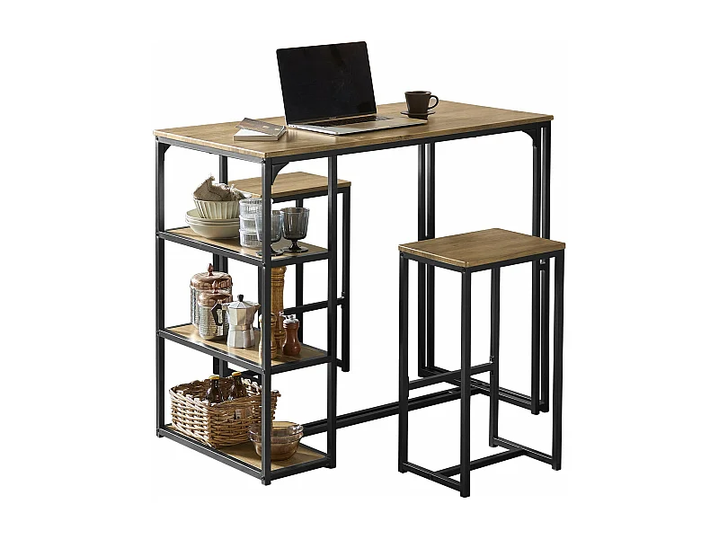 Ensemble Table De Bar + Chaises De Bar Table De Bistrot Table Mange-debout, Ogt43-f