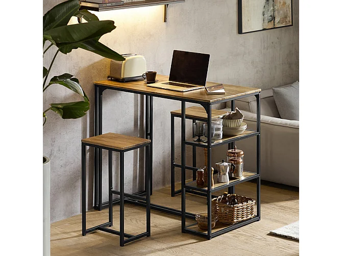 Ensemble Table De Bar + Chaises De Bar Table De Bistrot Table Mange-debout, Ogt43-f