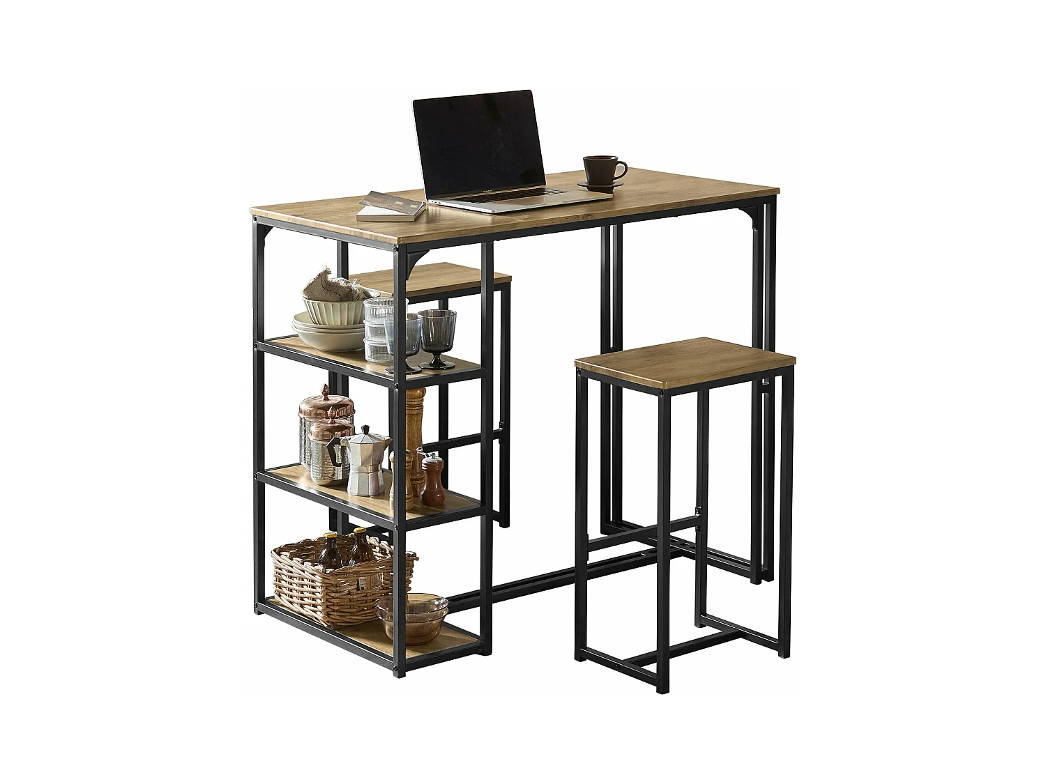 Ensemble Table De Bar + Chaises De Bar Table De Bistrot Table Mange-debout, Ogt43-f