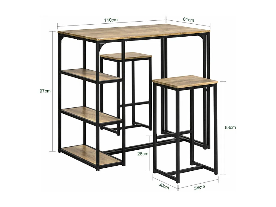 Ensemble Table De Bar + Chaises De Bar Table De Bistrot Table Mange-debout, Ogt43-f