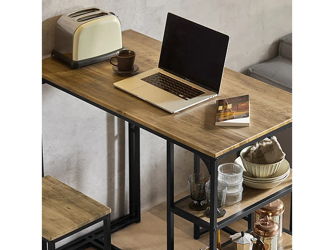 Ensemble Table De Bar + Chaises De Bar Table De Bistrot Table Mange-debout, Ogt43-f