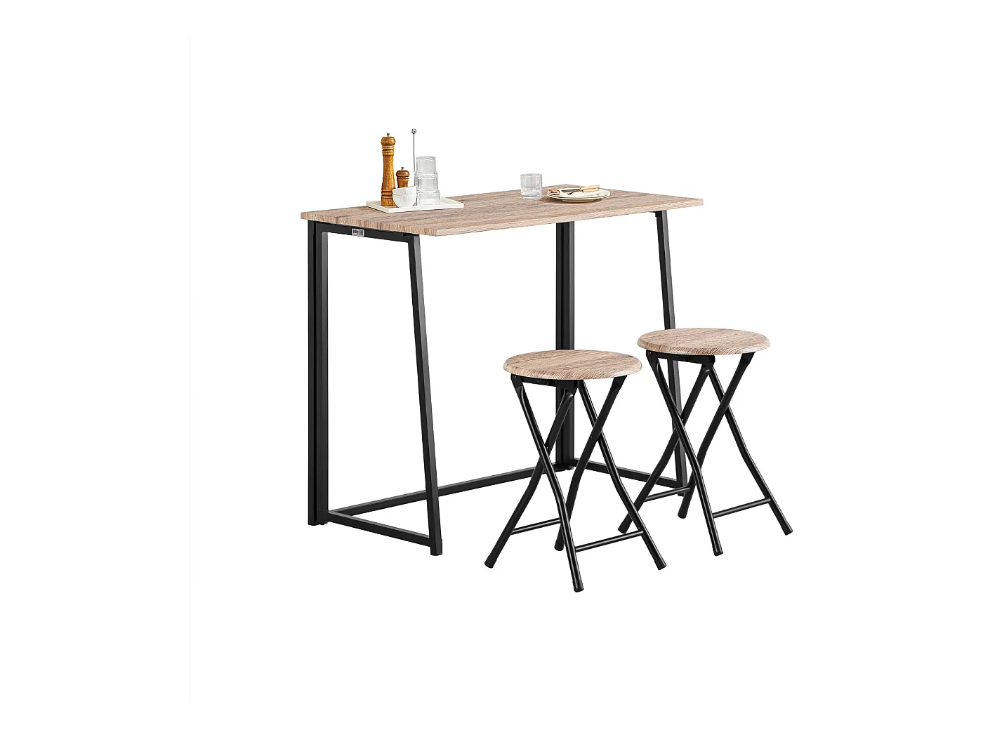 Set De 1 Table + 2 Chaises Table À Manger Table De Cuisine Table De Balcon, Ogt18-n