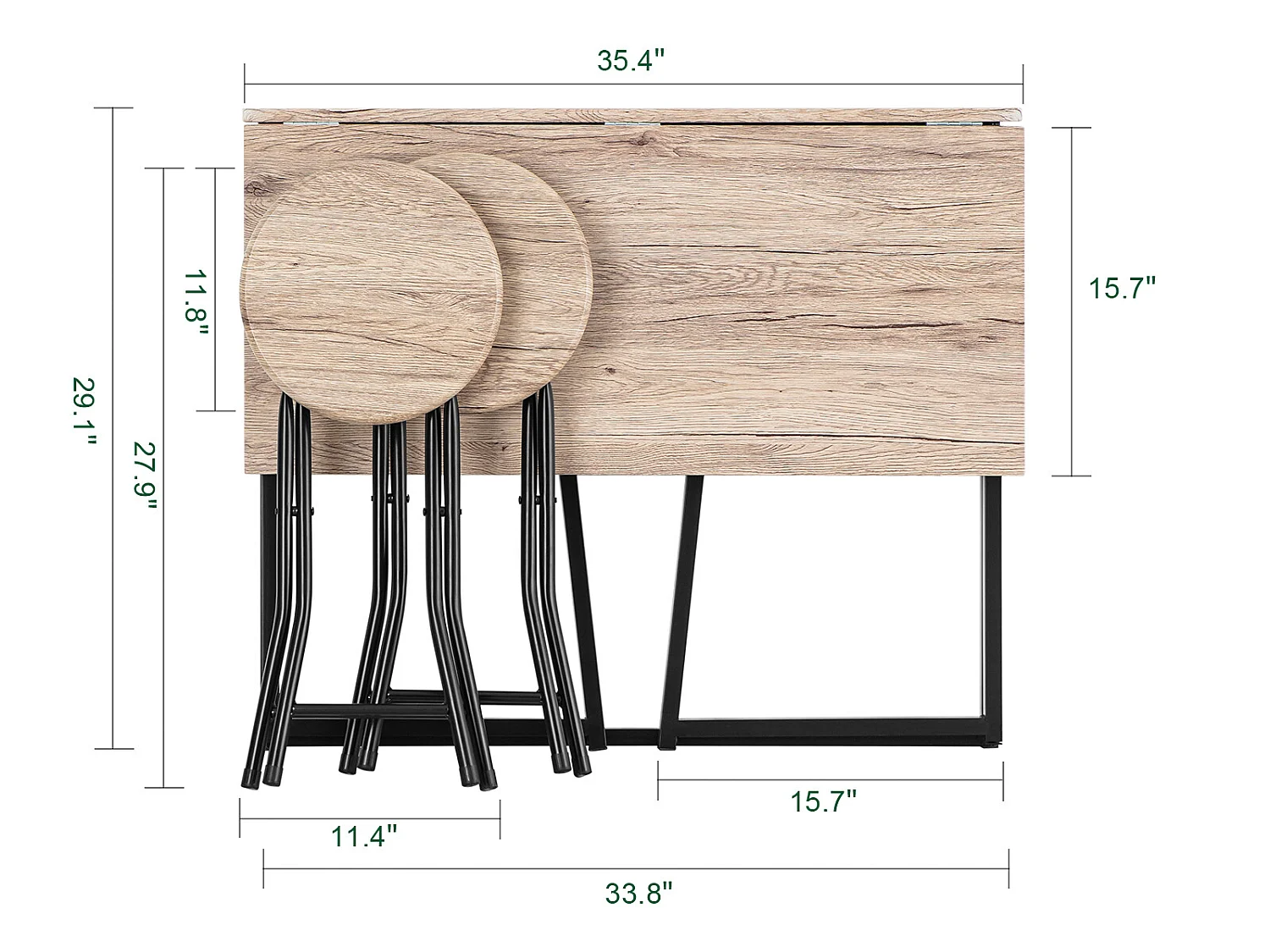 Esstisch + 2 x Hocker OGT18-N 90 x 74 x 45 cm Natur