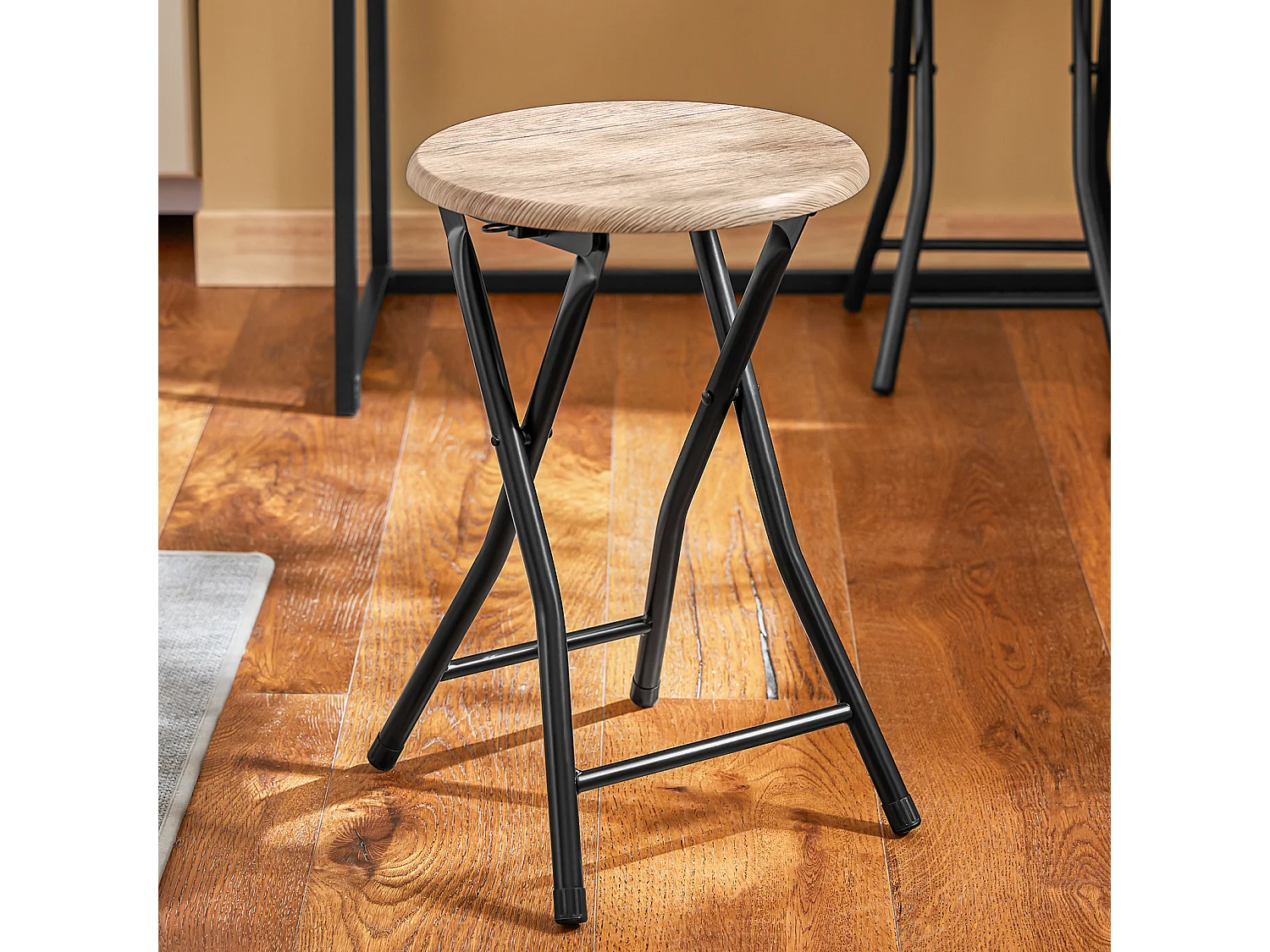 Esstisch + 2 x Hocker OGT18-N 90 x 74 x 45 cm Natur